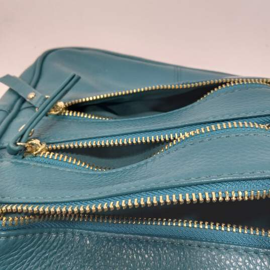Roma Teal Leather Crossbody Purse image number 5