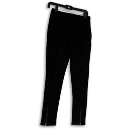 Womens Black Stretch Flat Front Side Zip Skinny Leg Ankle Pants Size S