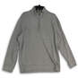 Womens Gray 1/4 Zip Mock Neck Long Sleeve Pullover Sweater Size Large image number 1