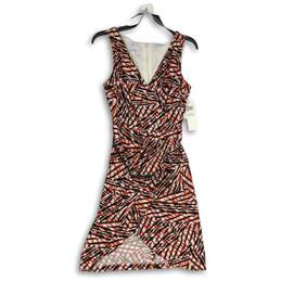 NWT London Times Womens Multicolor Pleated Asymmetric Hem A-Line Dress Size 8