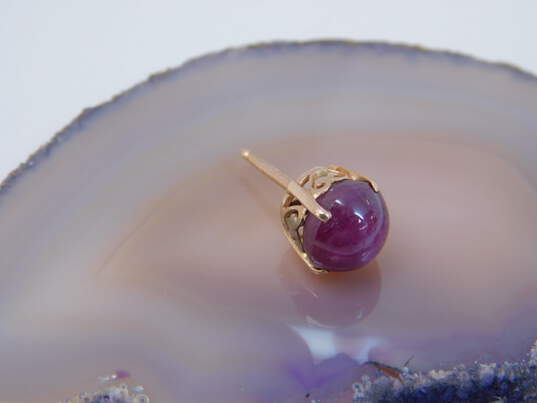 Romantic 10k Yellow Gold Round Ruby Scrolled Pin 1.4g image number 3