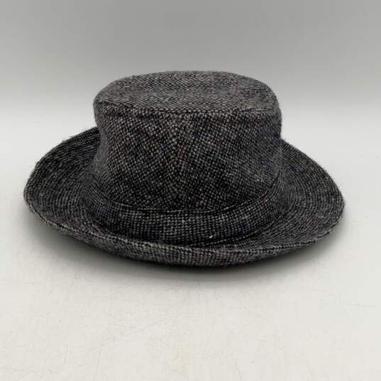 Hanna Hats Mens Blue Grey Wool Tweed Wide Brim Fedora Hat Size Medium image number 4
