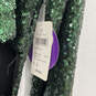 NWT Womens Green Sequin One Shoulder Back Zip Evening Maxi Dress Size L image number 3