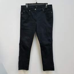 Womens Black Denim Dark Wash Pockets Stretch Straight Leg Jeans Size 42 alternative image