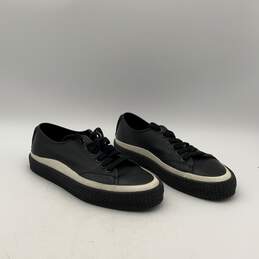 Salvatore Ferragamo Mens Black Leather Round Toe Lace Up Sneaker Shoes Size 10.5 alternative image