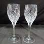 2pc. Set of Floral Clear Crystal Engraved Floral Wine Glasses image number 1