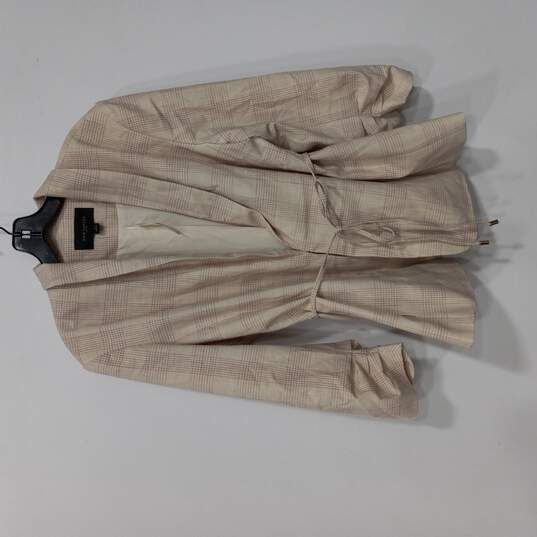 Women's Cream Plaid Suit Jacket Size 16 NWT image number 1