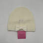 NWT Womens White Wool Knitted Ribbed Classic Bow Beanie Hat One Size image number 1