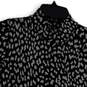 Womens Black Gray Animal Print Short Sleeve Mock Neck Pullover Sweater Sz S image number 3