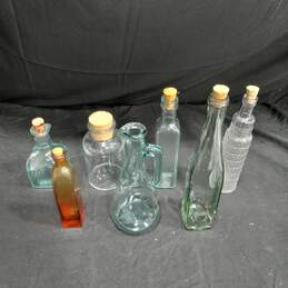 7PC Bundle of Assorted Glass Bottles w/ Corks & Pitcher