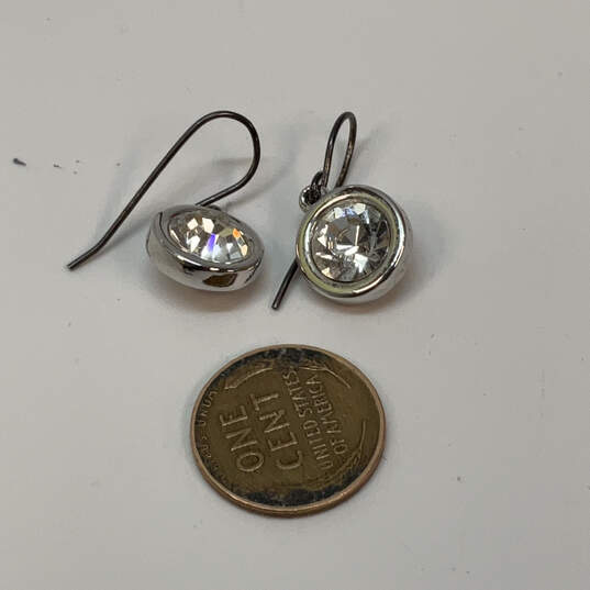 Designer Swarovski Silver-Tone Clear Crystal Cut Stone Dangle Earrings image number 2