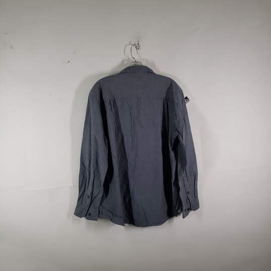 Mens Loose Fit Long Sleeve Collared Button-Up Shirt Size Large image number 2