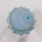 Kanawha Hand Crafted Glassware Melon Vase With Scalloped Edge Sky Blue Swirled image number 5