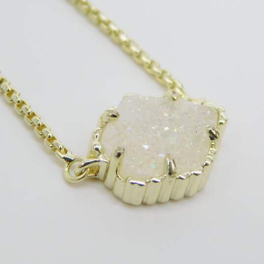 Kendra Scott White Druzy Tess Pendant Necklace & Cade Stud Earrings 7.5g image number 3