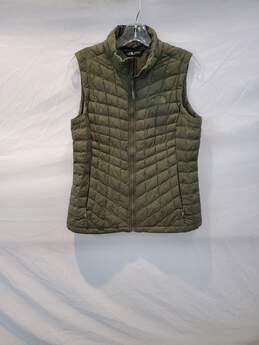 The North Face Thermoball Olive Full Zip Puffer Vest Jacket Women's Size S