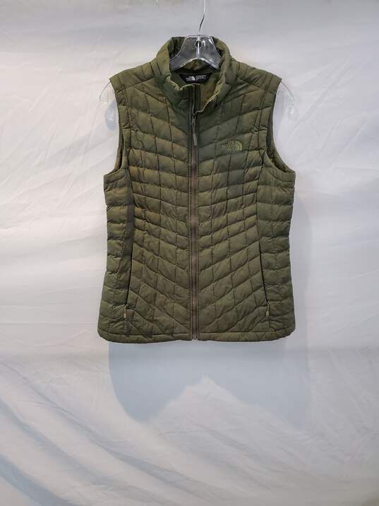 The North Face Thermoball Olive Full Zip Puffer Vest Jacket Women's Size S image number 1