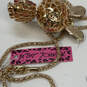 Designer Betsey Johnson Gold-Tone Enamel Crystal Bunny Pendant Necklace image number 4