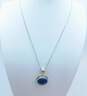 Artisan 925 Sterling Silver Sodalite Cabochon Pendant Chain Necklace 17.9g image number 1