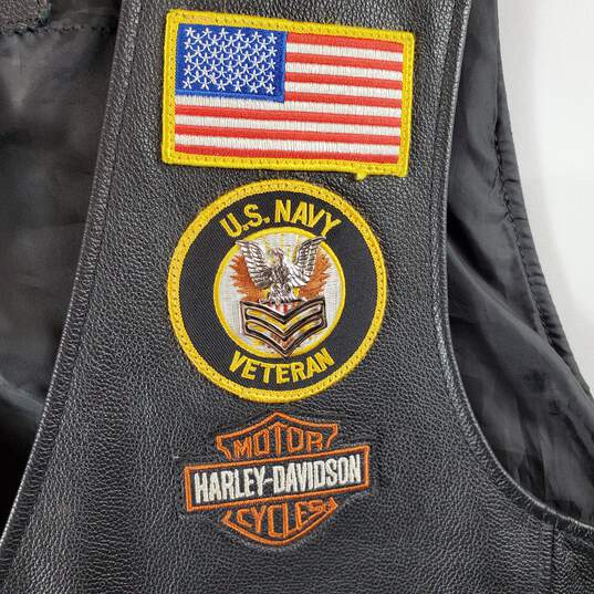 Harley Davidson Men Black Leather Vest 2XL image number 5
