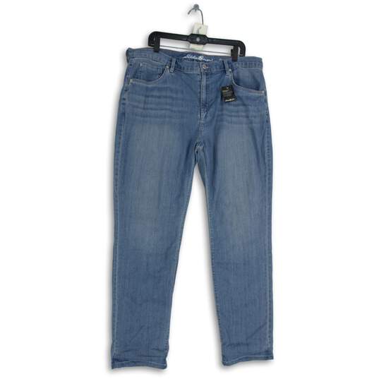 NWT Womens Blue Medium Wash Stretch Pockets Denim Straight Leg Jeans Size 16 image number 1