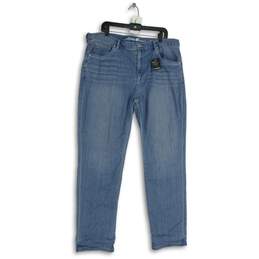 NWT Womens Blue Medium Wash Stretch Pockets Denim Straight Leg Jeans Size 16