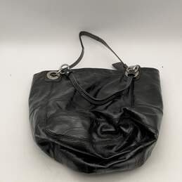 Coach Womens Black Leather Double Handle Outer Pocket Logo Charm Tote Handbag alternative image