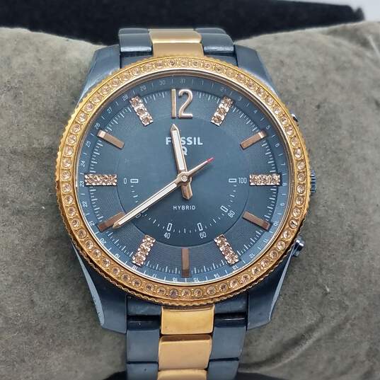 Fossil Q Hybrid, Crystal Bezel Stainless Steel Watch image number 1
