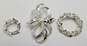 Vintage Gerry's Silver Tone Faux Pearl & Rhinestone Wreath & Bow Brooches 34.1g image number 1