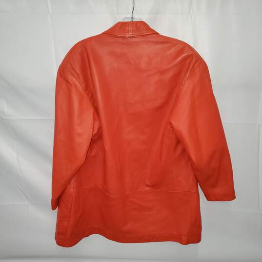 Jenny Red Leather Button Up Jacket No Size image number 2