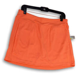 NWT Womens Orange Flat Front Elastic Waist Pockets Athletic Skort Size M