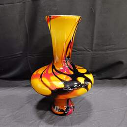 Marbled Yellow Art Glass Vase