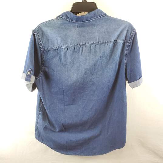 Calvin Klein Women Blue Denim Button Up Shirt S NWT image number 2