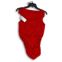 NWT Womens Red Sleeveless Shiny Ruched Short Mini Dress Size Small alternative image