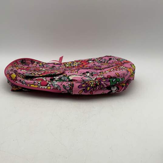Vera Bradley Womens Pink Floral Quilted Adjustable Strap Disney Zip Backpack Bag image number 3