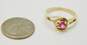 14K Yellow Gold Round Ruby 0.03 CT Diamond Open Work Ring 3.2g image number 3