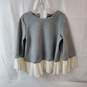 Halogen Gray Ruffle Mixed Fabric Sweater Size S image number 1