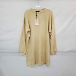 Missguided Beige Cotton Blend Midi Sweatshirt Dress WM Size 8 NWT