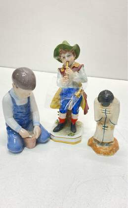 Porcelain Figurines Lot of 3 Vintage Ceramic Statutes/ Marked on Bottom