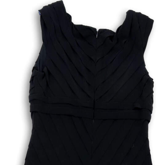 Womens Black V-Neck Sleeveless Back Zip Knee Length Sheath Dress Size 10 image number 3