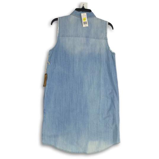 NWT Hippy Laundry Womens Light Blue Denim Sleeveless Shirt Dress Size Medium image number 2