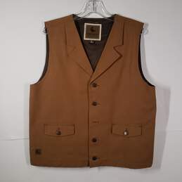 Mens Sleeveless Pockets Notch Lapel Button Front Vest Size Large