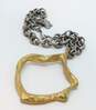 Regina Andrew Devon 925 & Brass Brutalist Abstract Open Pendant Textured Chunky Cable Chain Hook Necklace 136g image number 3