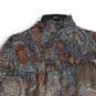 NWT Tommy Hilfiger Womens Orange Blue Floral Pleated Pullover Blouse Top Size L image number 4