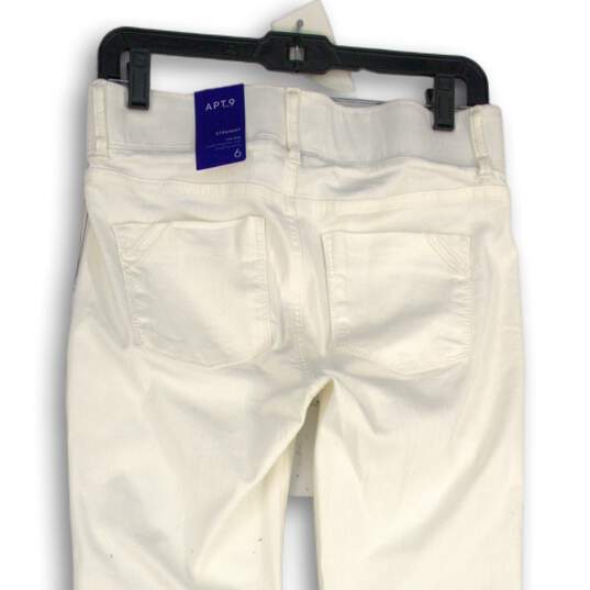 NWT Womens White Tummy Control Mid Rise Straight Leg Dress Pants Size 6 image number 4