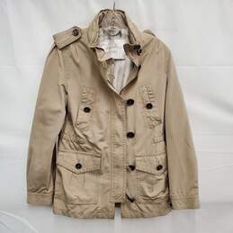 Coach 1941 WM's Beige  Safari Full Zip & Button Parka Jacket Size S