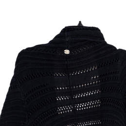 Womens Black Knitted Long Sleeve Eyelet Open Front Cardigan Sweater Size M