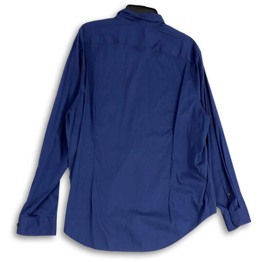 Mens Blue Regular Fit Long Sleeve Spread Collar Button-Up Shirt Sz 17-17.5 image number 2