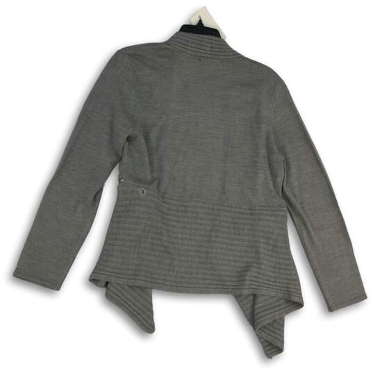 NWT 7Th Avenue Womens Gray Knitted Long Sleeve Open Front Cardigan Sweater Sz L image number 2