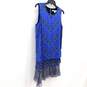 Diane Von Furstenberg Liza Blue Layered Silk Crepe Ruffle Shift Women's Dress Size M with COA image number 3