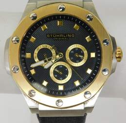 Men's Stuhrling Black & Gold Tone Chronograph Watch